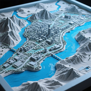 Custom 3D Printed World Map Relief - Multi-Color <strong>Topo</strong> <strong>Model</strong> for Education &amp; Office - Product Image 4