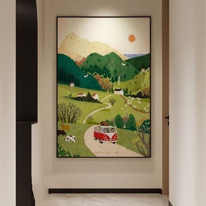 Du lịch Phong cảnh trừu tượng phong cảnh ấm áp ý nghĩa in phòng khách phòng ngủ phòng trẻ em treo dọc bức tranh vải - Product Image 1