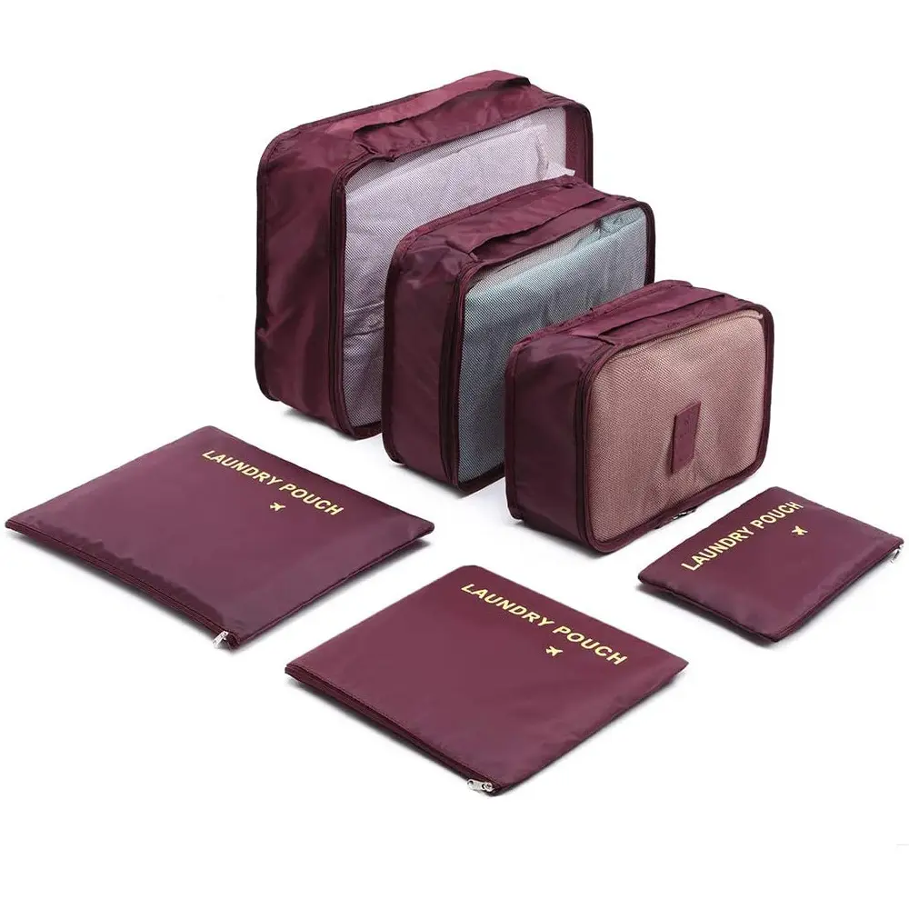 Ff2484 Du Lịch VaLi đóng gói Cubes quần áo phân loại tổ chức Lưu trữ túi 6 bộ hành lý đóng gói Cubes