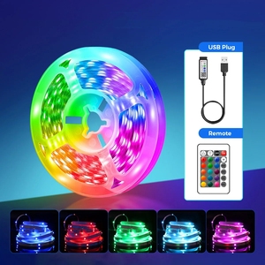 5 м 5050 RGB светодиодные полосы Смарт-приложение 24-клавиши пульт дистанционного управления USB ПВХ меняющая цвет лента диод для телевизора светодиодная подсветка - Product Image 1