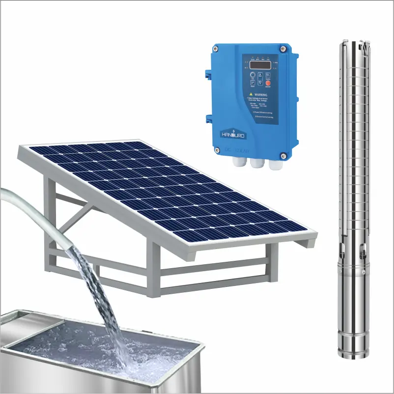 DEMESILO Pompe Solaire Solar Stainless Steel 3 Inch 1.5Hp 1100W 1.1Kw Deep Well Submersible Solar Generator Water Pump