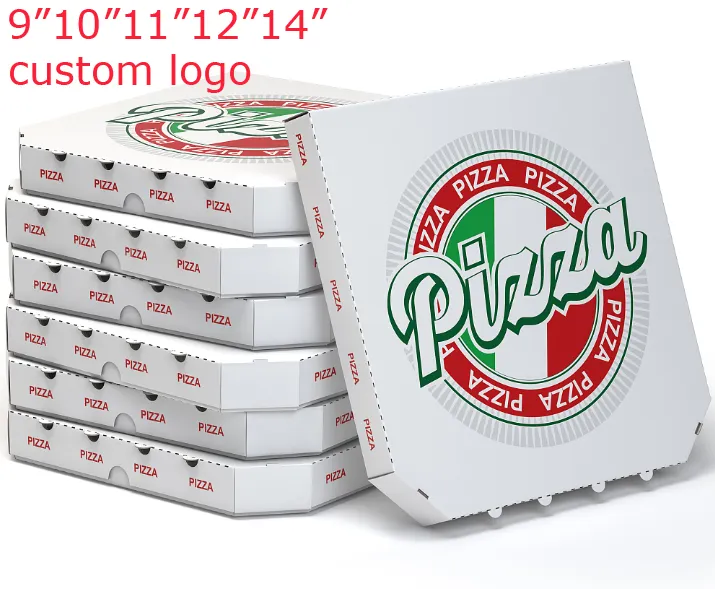 IZZA-caja de cartón biodegradable para pizza, embalaje de 10 12 13 14 pulgadas, precio barato