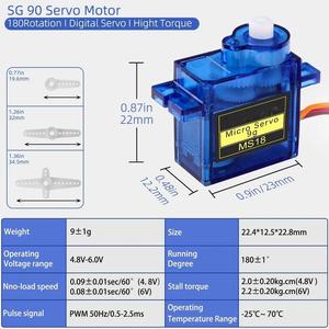 6pcs Sg90 9g <strong>Micro</strong> <strong>Servo</strong> <strong>Motor</strong>, Mini <strong>Servos</strong> <strong>Motor</strong> Kit Plastic Gear 180 Degree <strong>Servo</strong> for Rc Car Airplane Plane for - Product Image 6