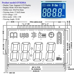 OEM piccolo Display LCD HTN blu batteria orologio schermo 8 cifre 7 segmenti LCD 13 pin schermo Display LCD personalizzato - Product Image 3