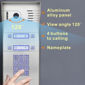 Videoportero de Metal a prueba de agua inteligente basado en la nube, teclado PIN, timbres de llamada directa para 4 apartamentos, sistema de intercomunicación de edificio - Product Image 2