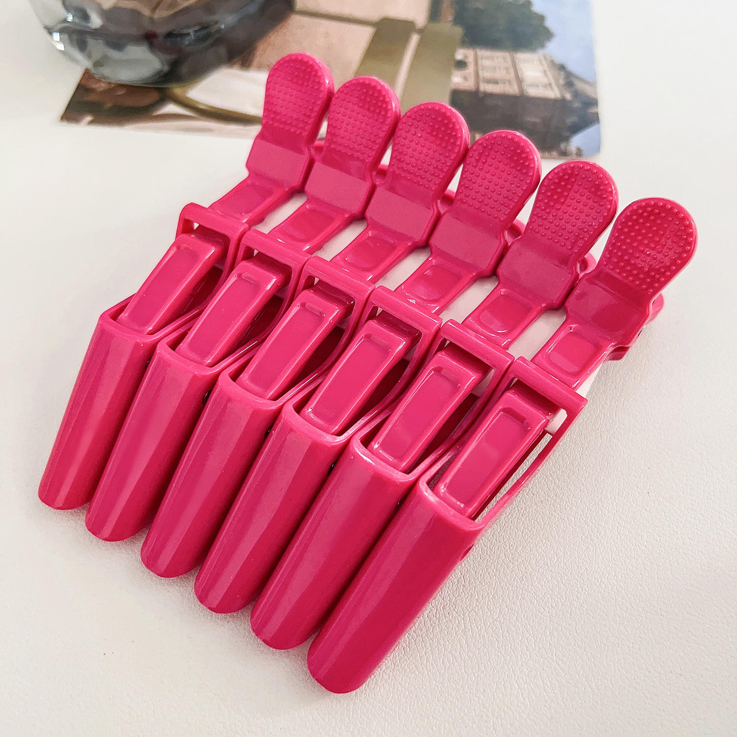 Ensemble de pinces crocodile 6 pièces en cuir rouge