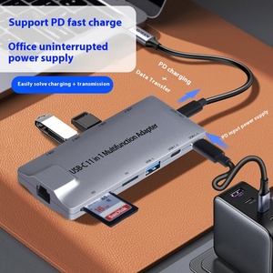 10-In-uno Splitter intelligente USB3.0 100m porta di rete Hub in lega di alluminio per Computer Docking Station Hub In magazzino - Product Image 3