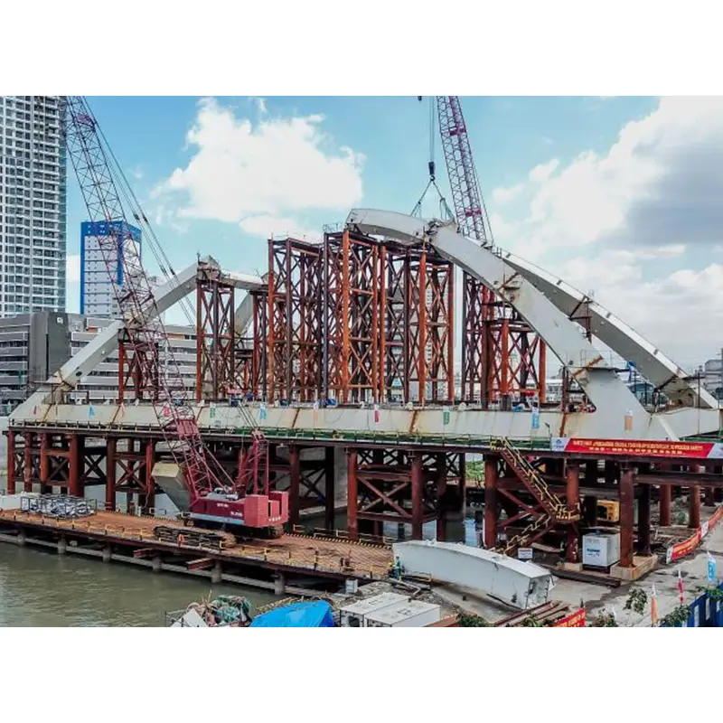 Alta resistência pré-fabricada longa extensão aço estrutura pedestre portátil aço ponte dupla treliça bailey ponte