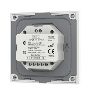 Panel táctil de montaje en pared T15 100-240VAC 4 zonas RGB + CCT DMX512 Master & RF 2,4G RGBW + CCT Control remoto para tira de luz LED - Product Image 4