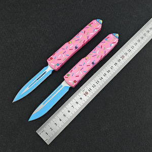 Ut85 cao cấp chiến thuật Dao Bỏ Túi cho cắm trại ngoài trời săn bắn sinh tồn CNC nhôm màu hồng Donut xử lý D2 lưỡi dao chiến đấu - Product Image 6