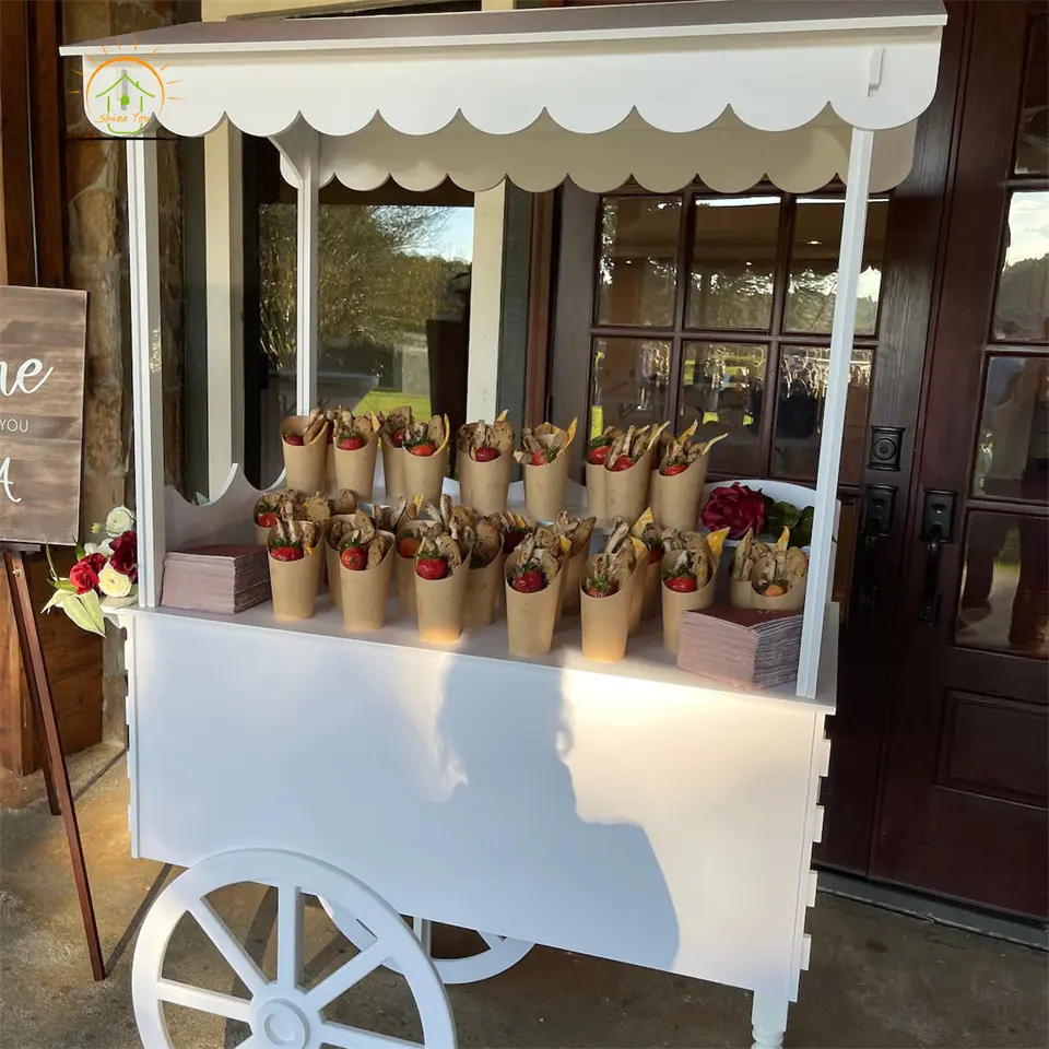 Carritos de dulces de flores personalizados con ruedas para boda, decoración de fiesta de postre de Navidad para niños