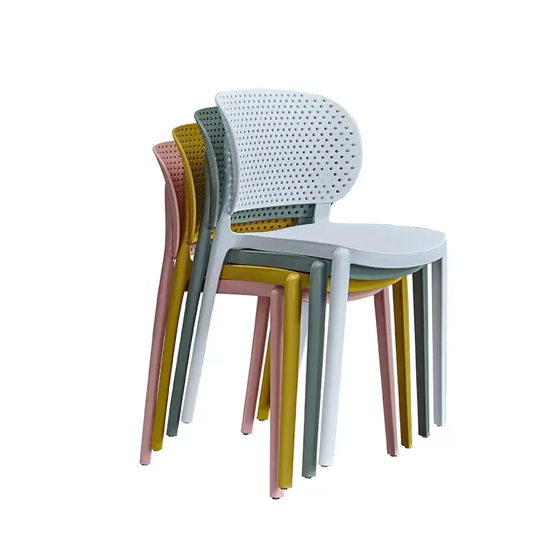 Cadeiras de plástico empilháveis de novo design de alta qualidade, cadeiras respiráveis de plástico para sala de jantar, restaurantes, cozinha