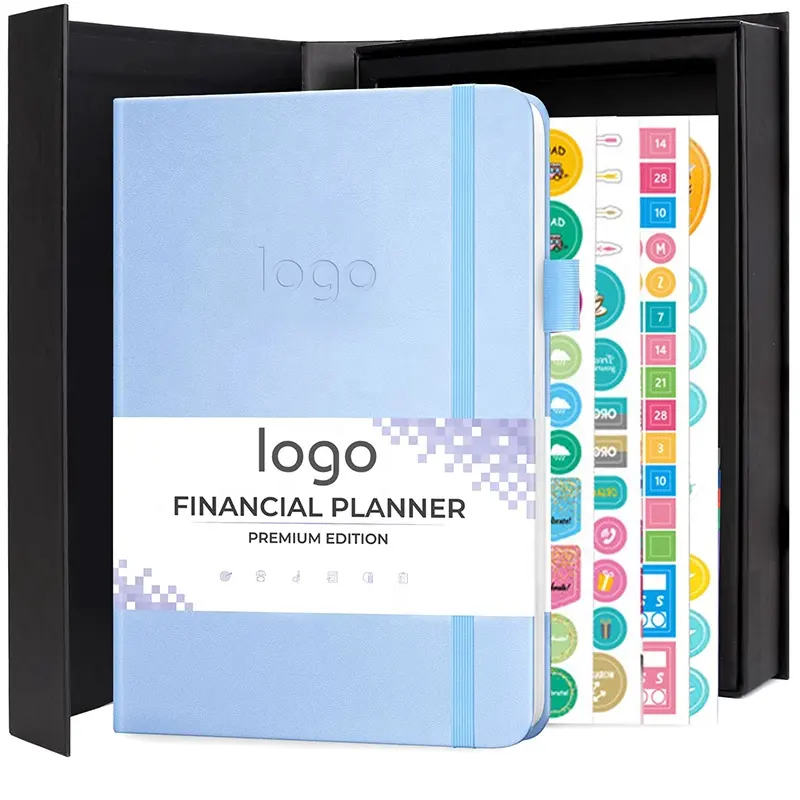 Articoli da regalo promozionali aziendali Logo personalizzato agenda finanziaria in pelle blu quaderno diario Budget Book