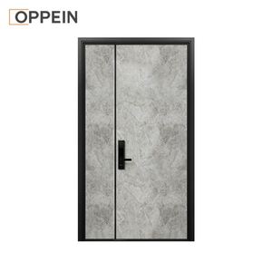 OPPEIN narin görünüm Villa İç kapı ön ahşap renk demir kapı Out çelik ve düşük fiyat ahşap ferforje giriş kapı - Product Image 4