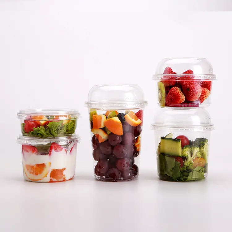 8oz/12oz/14oz/16 oz/24oz/32oz tasse en plastique PET pour bols à salade 16 oz Deli conteneurs avec couvercles bol à salade en plastique