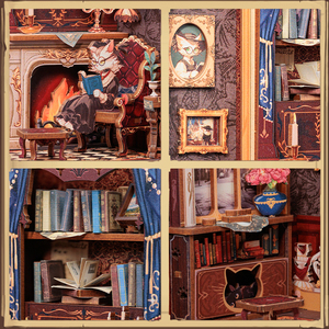 CuteBee New Style <strong>DIY</strong> Cat Dollhouse Count Cat's Study Bookshelf Decoration <strong>Mini</strong> <strong>Diy</strong> <strong>Book</strong> Nook Use As a Gift - Product Image 4