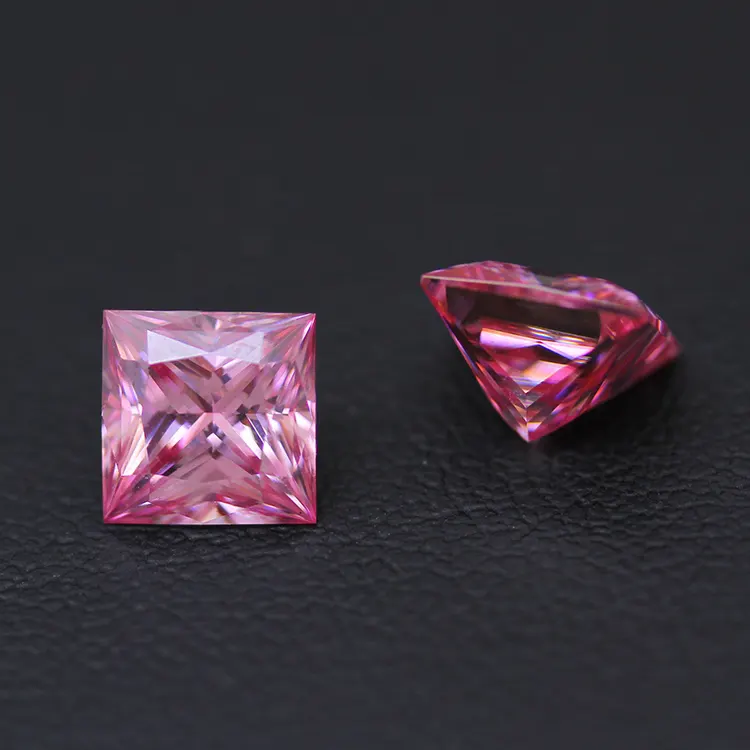 1.35CT Praça Princesa Cut Lab Grown VVS Rosa Moissanite Diamante Pedras Soltas para As Mulheres Anéis Acessórios