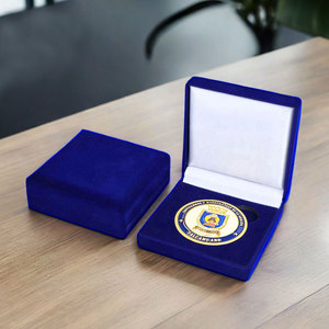 Custom Silk Screen Printed Challenge <strong>Coin</strong> Display Case <strong>Box</strong> with Velvet <strong>Coin</strong> Gift <strong>Box</strong> - Product Image 1