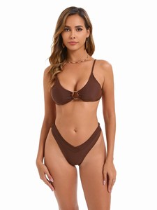 ملابس نسائية مثيرة صلبة من قطعتين وصلات بكيني عالية الخصر من حجر الراين ملابس نسائية مثيرة بدلة بحر تانجا بانتاي - Product Image 2