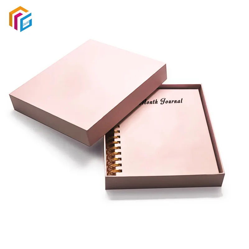 Contoh gratis pesanan khusus A4 A5 cetak Rose Gold Foil Spiral Organizer buku harian jurnal sampul keras perencana Notebook