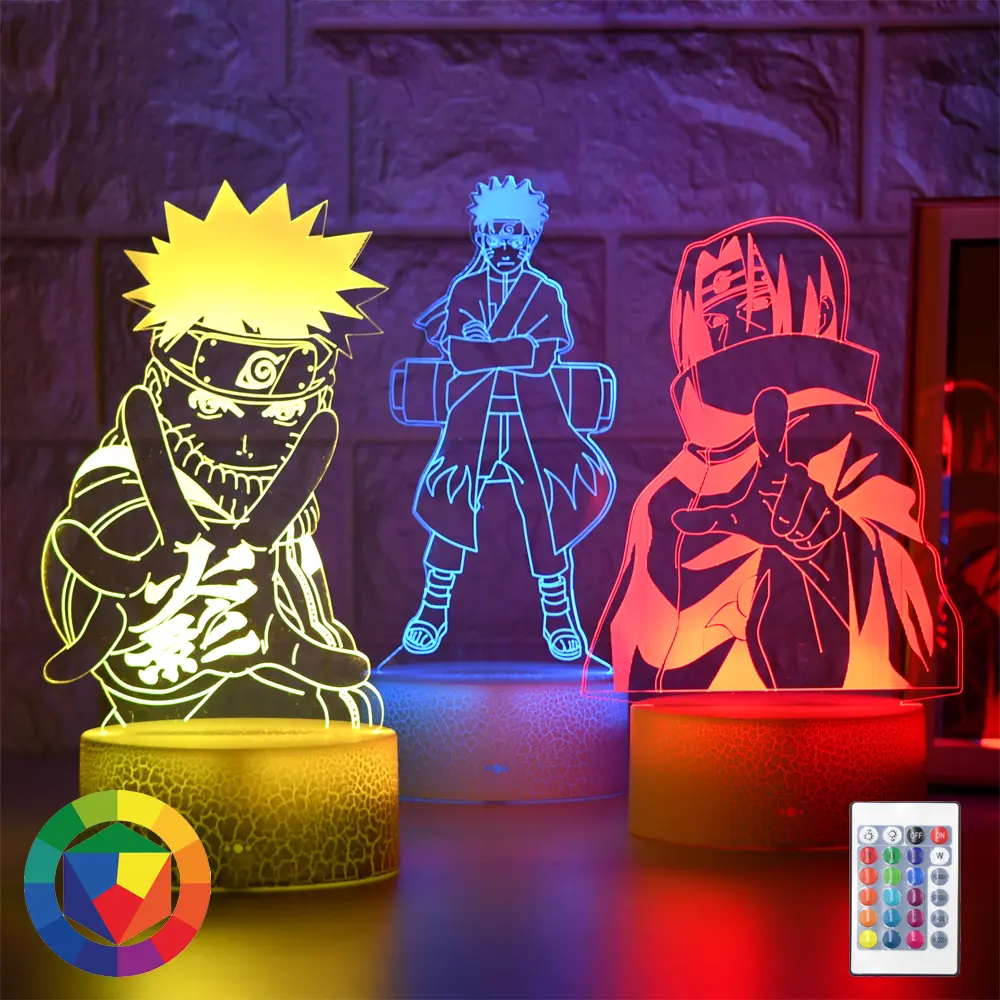 Lampu malam Led tim Sasuke Kakashi Hatake 3d, lampu malam Itachi Uchiha 3d anime Uzumaki terlaris