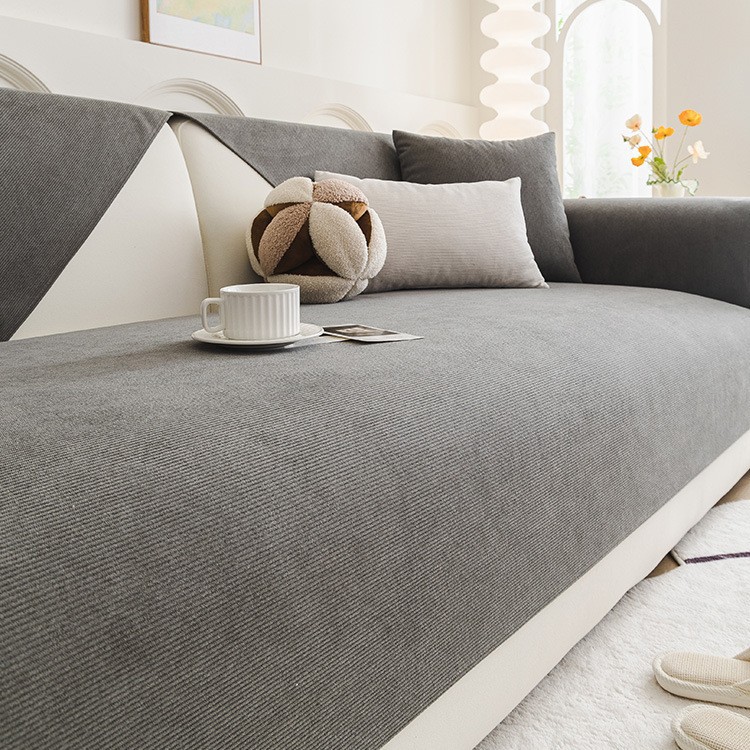 Coussin de canapé rayé imperméable de couleur unie - Gris