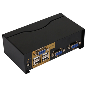 VCOM监视器KVM交换机2端口VGA 1080P 60Hz高清，带按钮红外遥控器，适用于电脑视频键盘鼠标打印机