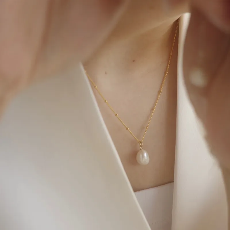 Dainty collana a catena in acciaio inossidabile placcato oro 18 carati gioielli di moda ciondoli di perle Mama per collana