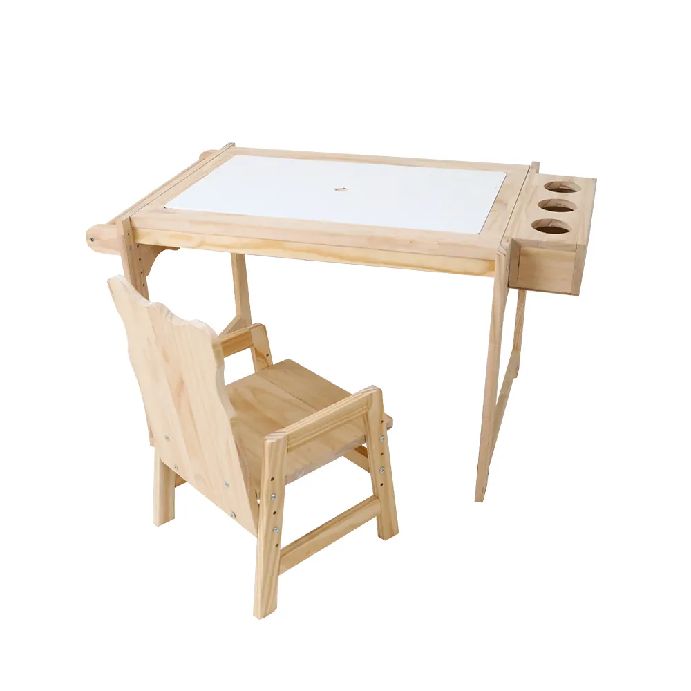 مجموعة طاولة كراسي لغرف الأطفال متعددة الوظائف لعبة رسم روضة الأطفال طاولة مع ارتفاع قابل للتعديل تصميم خشبي حديث