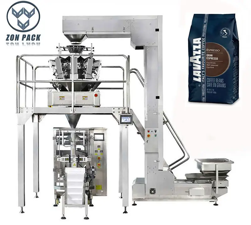 Automatische Beutel-Vierversiegelungsbeutel-Beutel-Verpackungsmaschine für geröstete Kaffeebohnen mit Einweg-Entgasungsventil