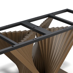 78.7 "Espresso hiện đại bằng đồng bàn ăn trestle hình chữ nhật thép không gỉ bệ với đá cẩm thạch hàng đầu - Product Image 5