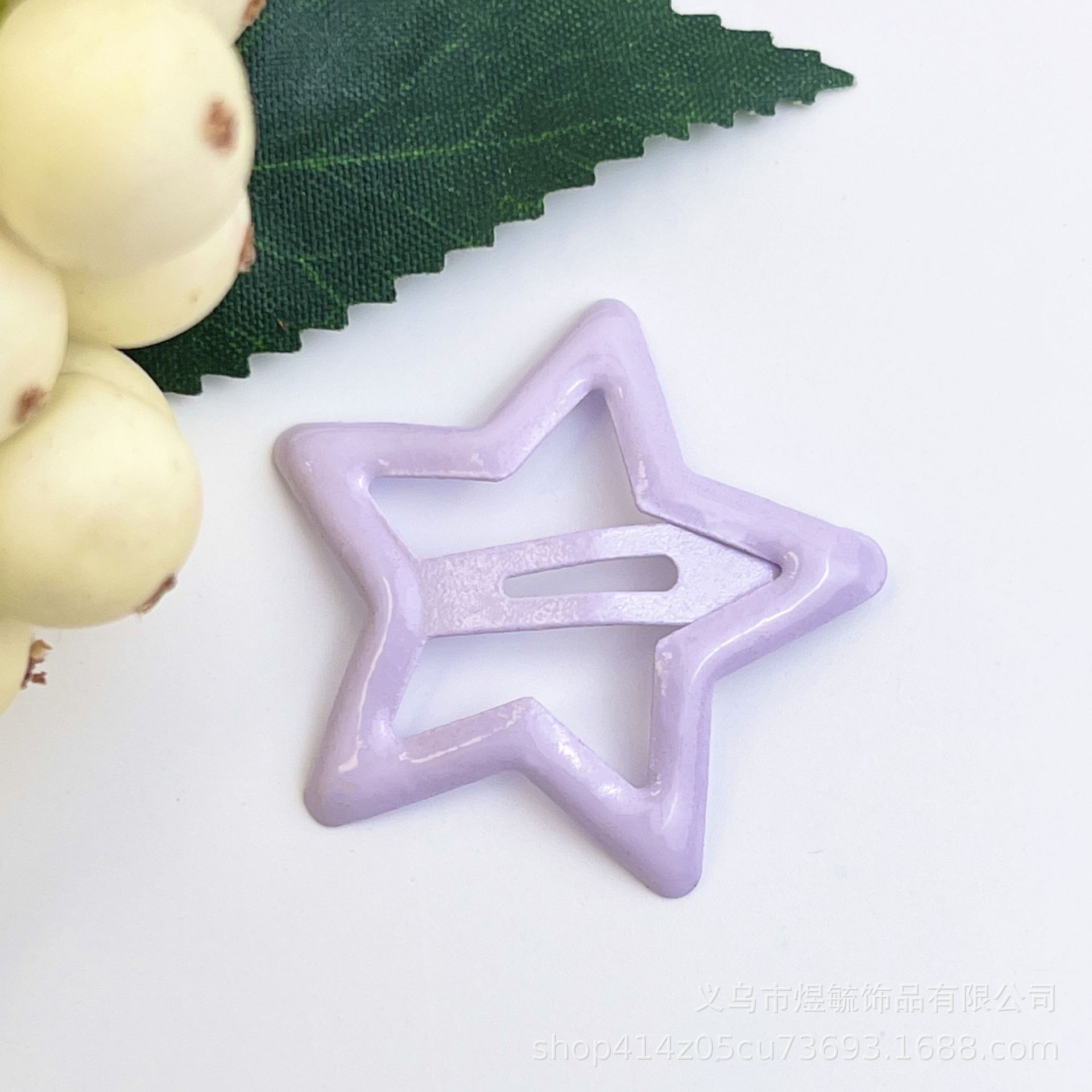 Color drop oil star clip 3.2cm light purple