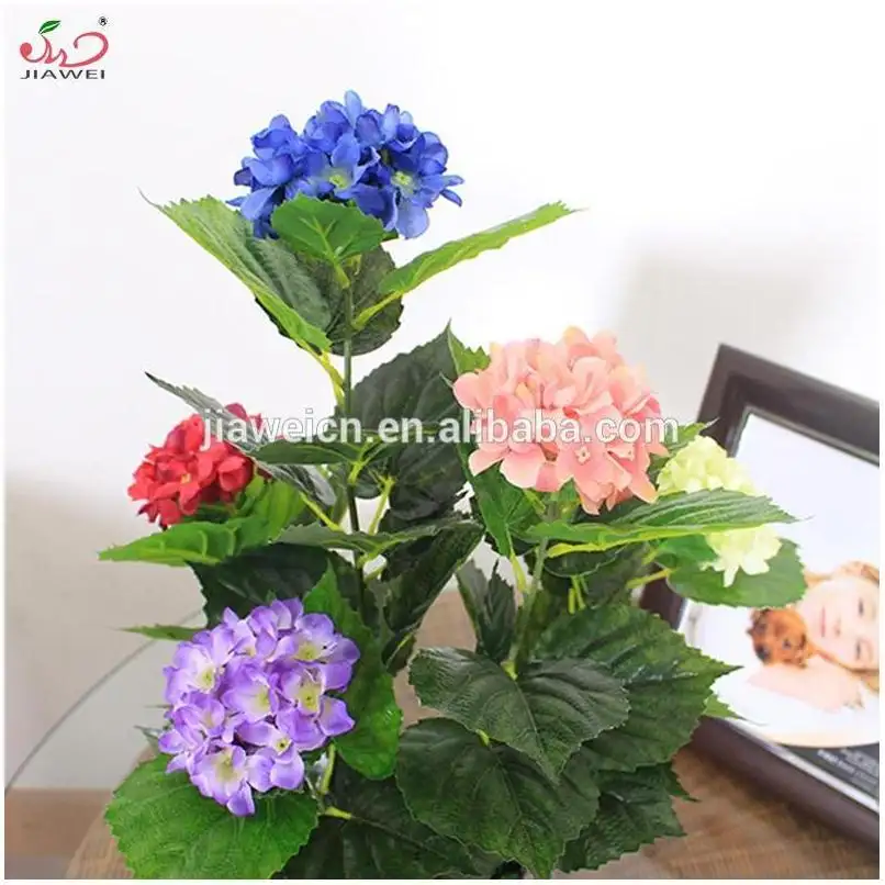 JIAWEI Planta Artificial flores artificiales blancas Rosa Wisteria Marigold Hierba Hortensias Azalea Artificial Árboles Flor