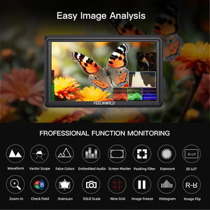 S55 6 इंच ips कैमरा फील्ड dsr मॉनिटर फोकस सहायता 1920x1080 सपोर्ट 4k hdami इनपुट डीसी आउटपुट में टिल्ट आर्म कैमरा मॉनिटर शामिल है। - Product Image 3