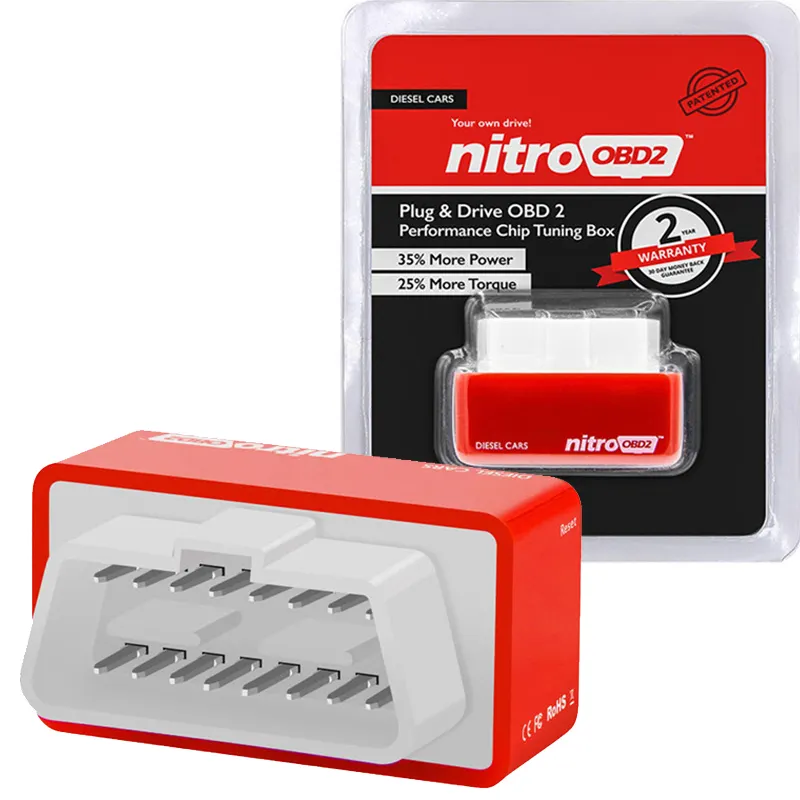 Nitroobd2 desempenho 35% aumentando mais potência chip eco obd2 caixa de ajuste para benzina carros