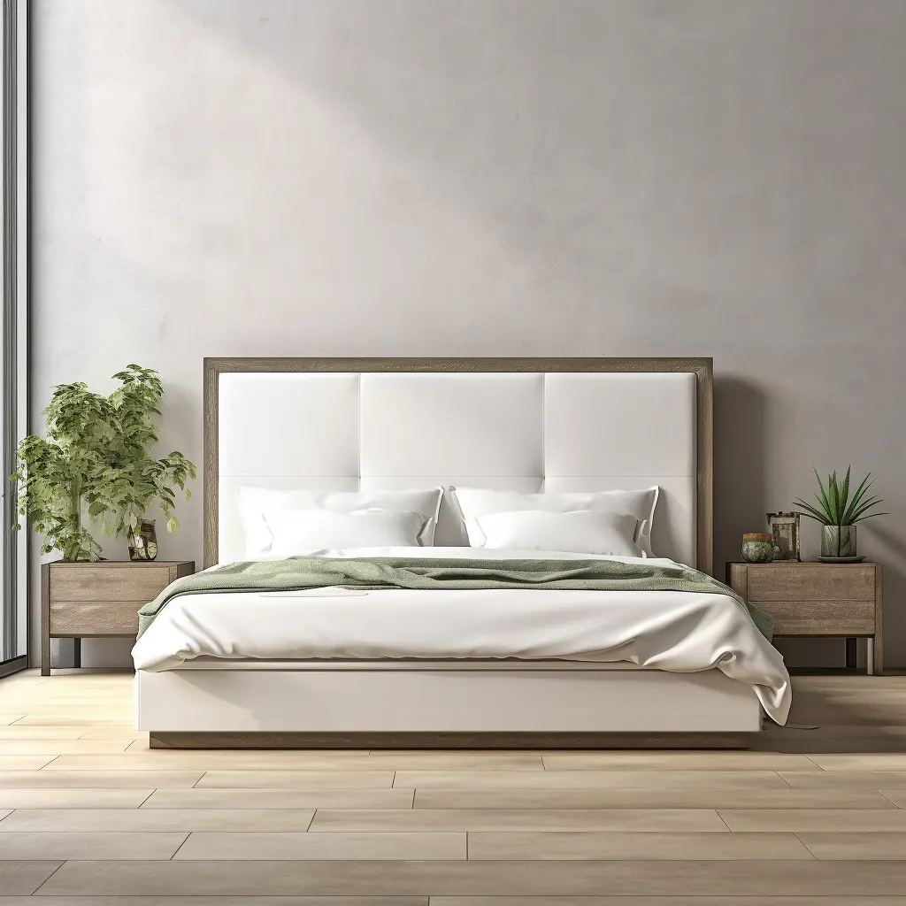 Up-holstered yatak yatak odası mobilyası kumaş çerçeveli dikey kanal paneli platform yatağı