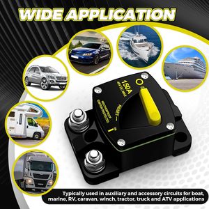 150 Amp High Amp Marine Rated <strong>Circuit</strong> <strong>Breaker</strong> for Boat Trolling Motor with Manual Reset Switch, Water Proof, 12V- 48V DC - Product Image 5