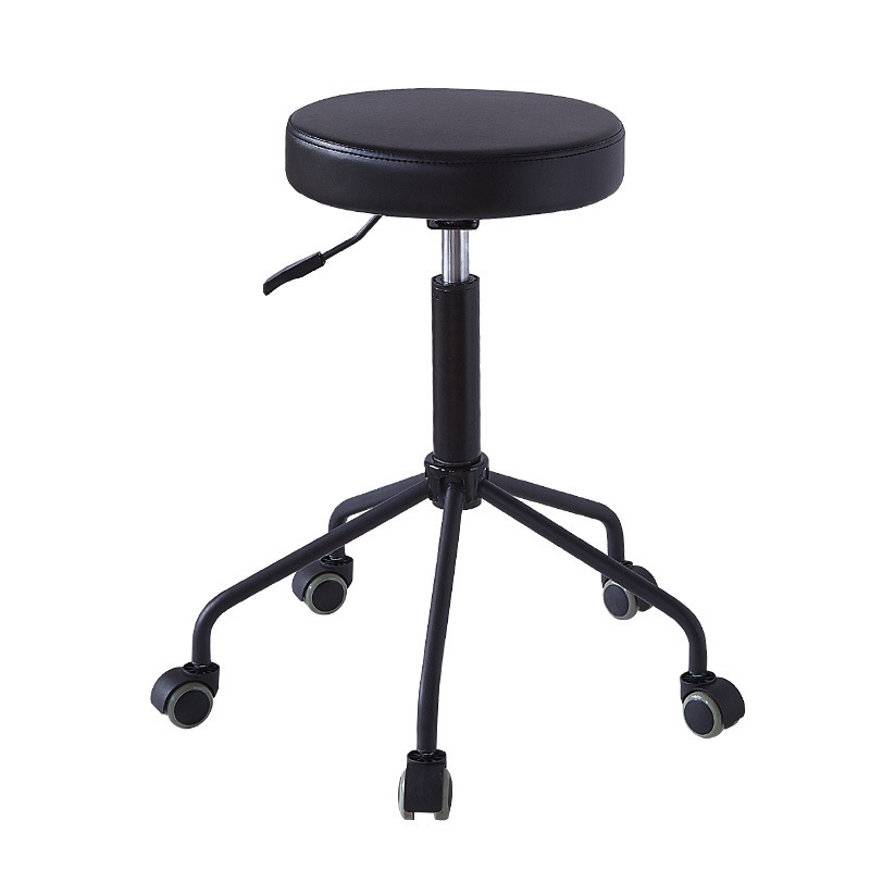 Flat round stool black