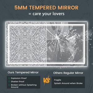 36x48in OEM ODM壁挂式化妆镜无框前轻触传感器防雾浴室镜带发光二极管灯 - Product Image 5