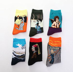 Toptan mutlu sanat çorap erkekler pamuk Harajuku tarzı Van Gogh ünlü boyama çorap ünlü boyama komik Logo çorap - Product Image 5