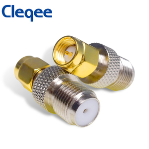 Cleqee1 F Connector <strong>to</strong> <strong>SMA</strong> Convertor Female <strong>Jack</strong> <strong>to</strong> Male Gold Tone Plug Straight RF Coaxial <strong>SMA</strong> Male <strong>to</strong> F-type Female Adapter - Product Image 1