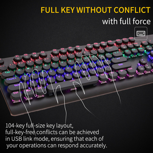 Teclado mecánico para juegos nostálgico de 104 teclas con teclas flotantes Teclado de estilo retro único - Product Image 4