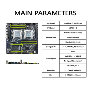 Pandl ใหม่ชุดเมนบอร์ดคอมพิวเตอร์ตั้งโต๊ะ, E5 Xeon แบบคู่ V4คอมโบ DDR4 ECC 2x8GB 2400MHz เมนบอร์ดคู่ X99 2680v4ซีพียู - Product Image 4