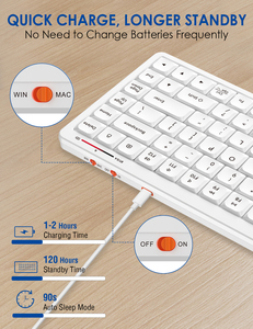 Teclado inalámbrico recargable de modo dual de 84 teclas, 2,4G/USB para ordenador de oficina, estructura de botón de pie de tijera, teclado BT, nuevo producto - Product Image 6
