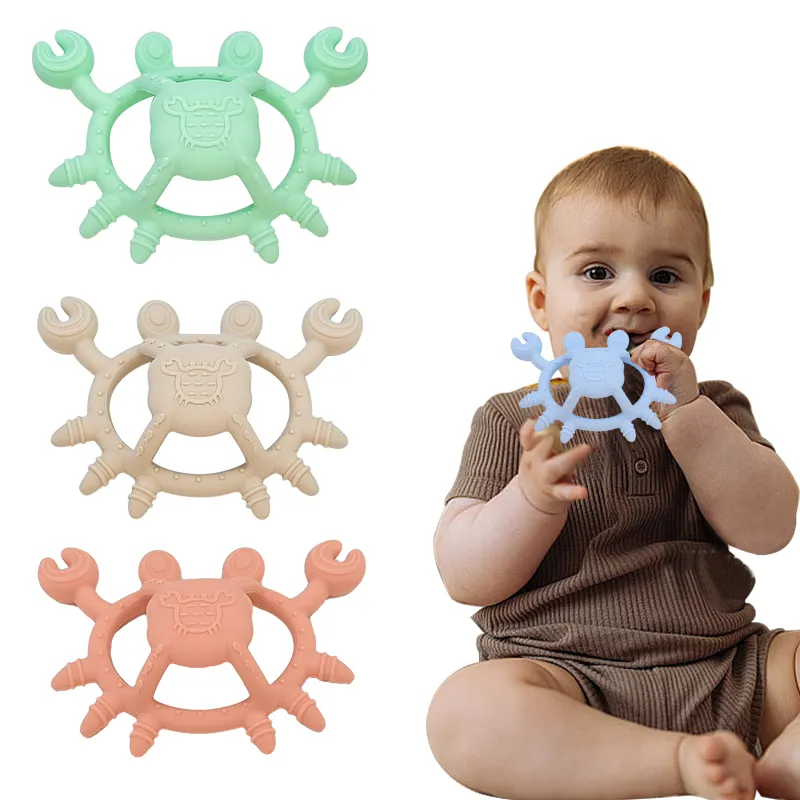 Cute Animal Crab Shape Safe Silicone Baby Teething Brinquedos Infantes Recém-nascidos Bebê mordedor