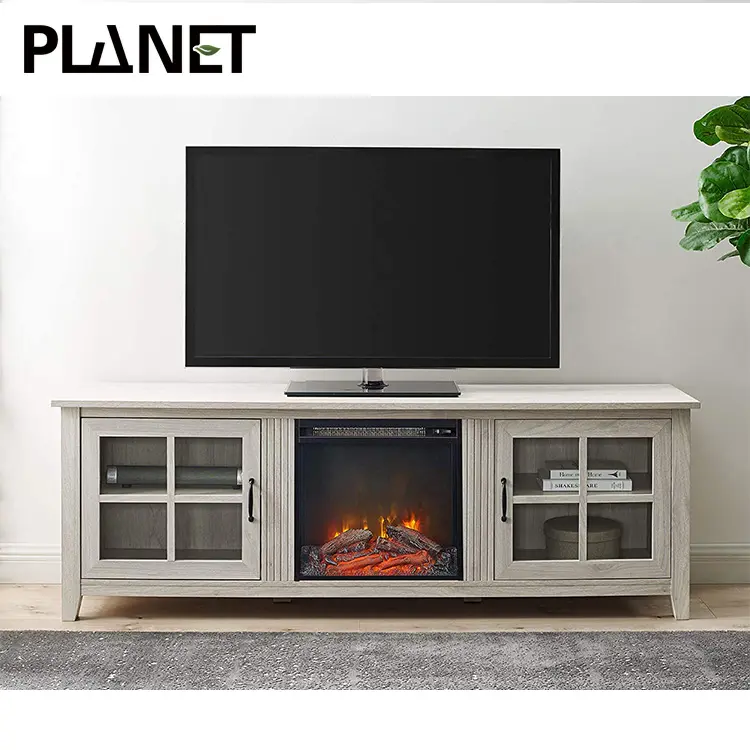 Armario de madera maciza para tv, mueble con cajones modernos, estantes de almacenamiento, soporte para tv, chimenea