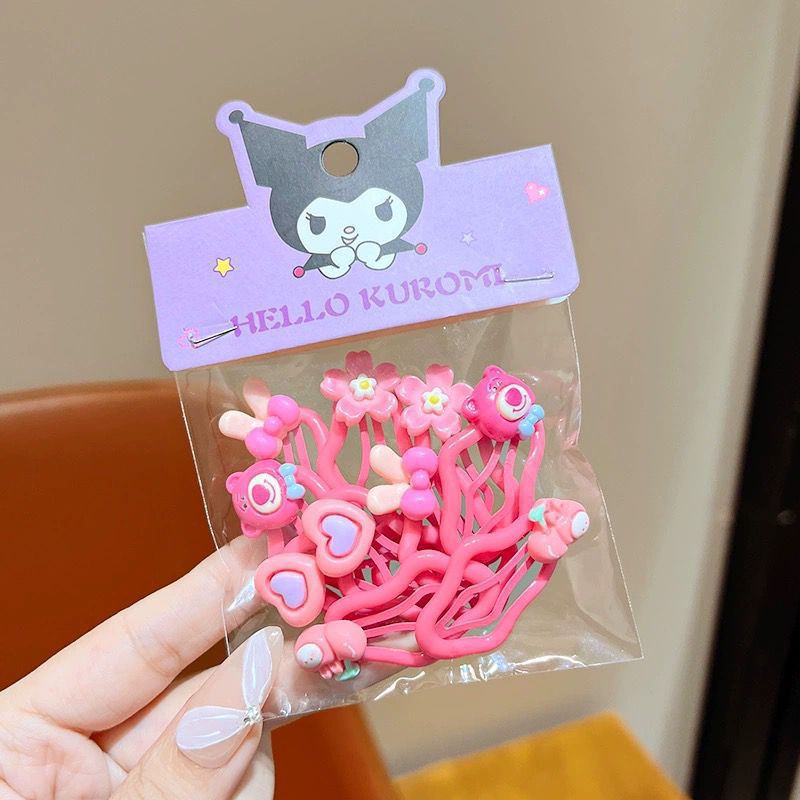 คลิป BB หมีสตรอเบอร์รี่สีแดงกุหลาบ4ชิ้น10ชิ้น