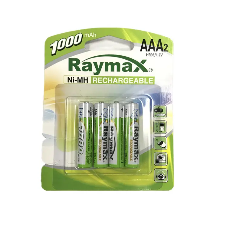 Raymax bateria recarregável 1.2 volt nimh aaa, pilhas recarregáveis para câmera, alta qualidade, 1000mah