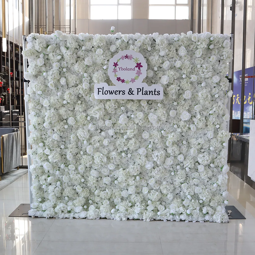 لوحة جدارية من الورود الحريرية الصناعية P01-1 لحفلات الزفاف والمناسبات بأبعاد 5 و3 أبعاد بمقاس 8×8 قدم ستارة خلفية جدارية من الورود الحريرية الصناعية الملفوفة من القماش