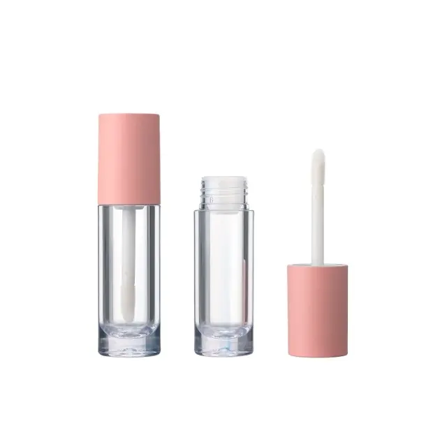 Лидер продаж, косметическая упаковка розового цвета, Прозрачная Круглая пустая пластиковая туба для блеска для губ с мягким прикосновением